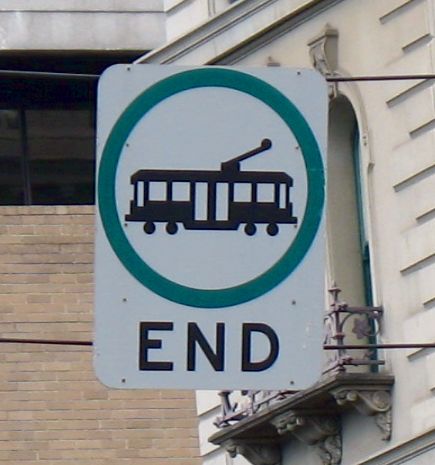 End of trolley lane in the Melbourne CBD