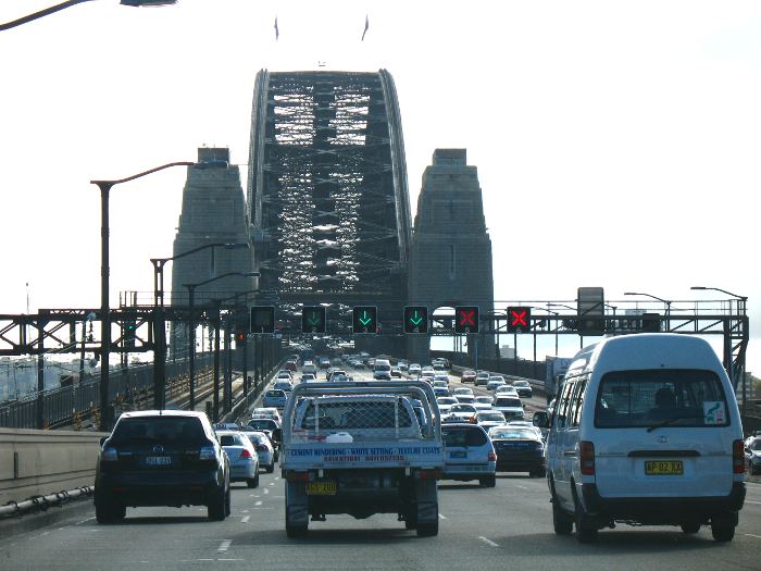 View on Sydney Harbour bridge going north
