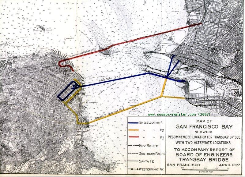 Map of Bay Bridge alternatives from 1927