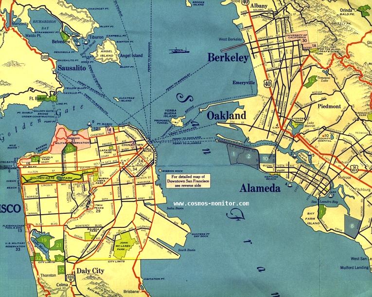 San Francisco Bay Area map (1932), close-up view