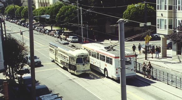 Historic streetcar on the San Francisco J-Church line