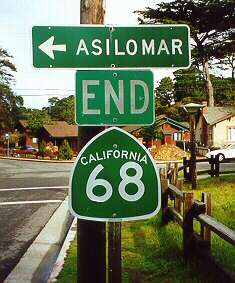 End of California 68 in Pacific Grove