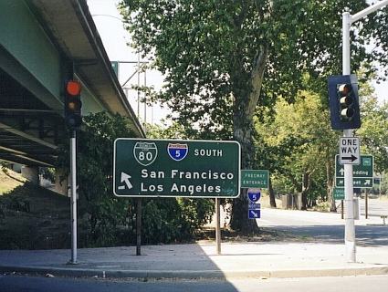 Freeway entrance for Business I-80 and I-5 in Sacramento