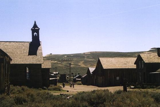 Ghost-town street scene in Bodie, California