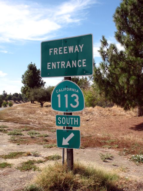 Freeway entrance for California 113 in Davis