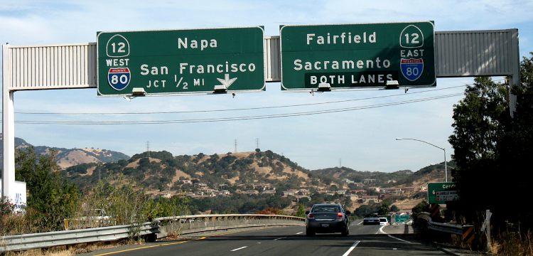 The Cordelia Junction, where Interstate 680 ends at Interstate 80