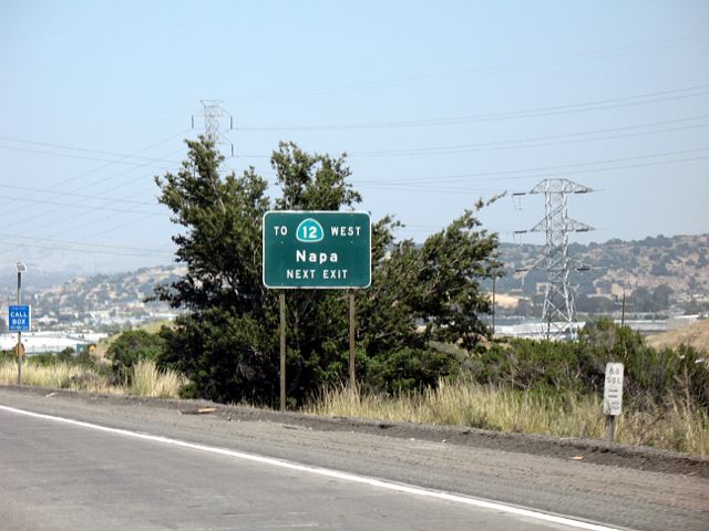 Trailblazer sign for westbound California 12 from eastbound Interstate 80