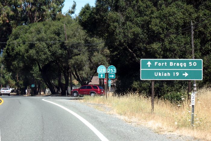 California 253 intersects with California 128 near Boonville