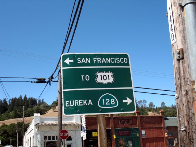 Destination sign in Geyserville, California