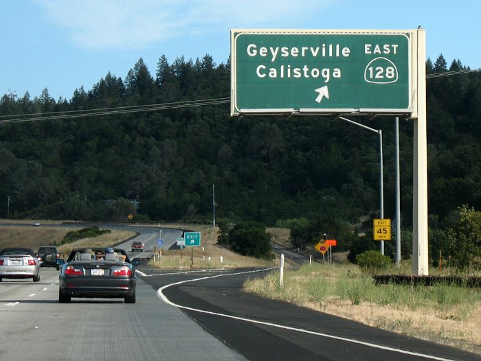 Exit sign for California 128 on US 101 southbound