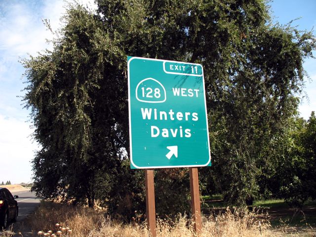 California 128 exit from Interstate 505