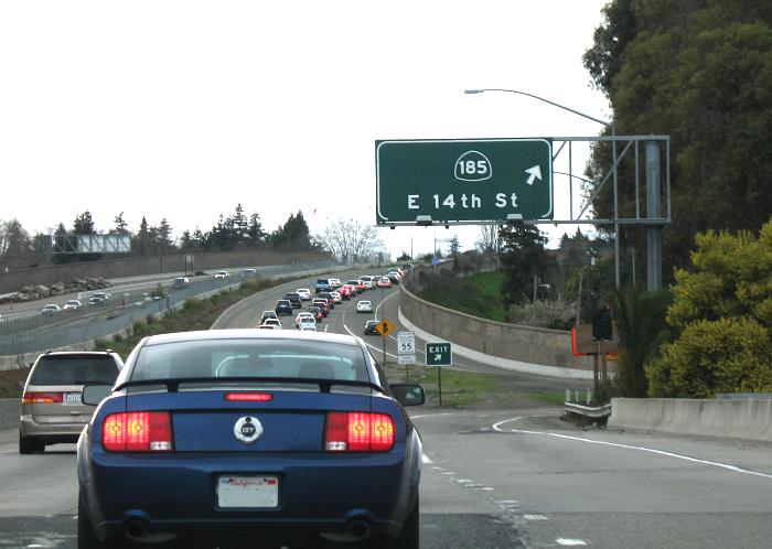 California 185 exit from Interstate 238 south of San Leandro