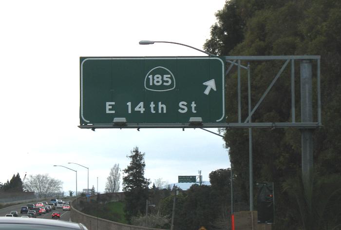 California 185 exit from Interstate 238 south of San Leandro