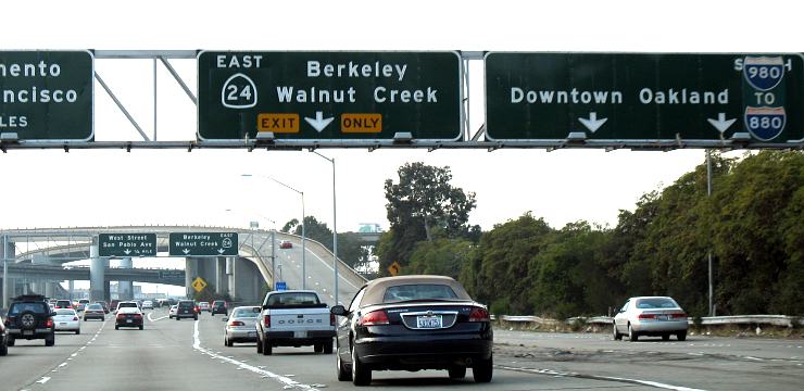 The Interstate 980/California 24 interchange with Interstate 580 in Oakland