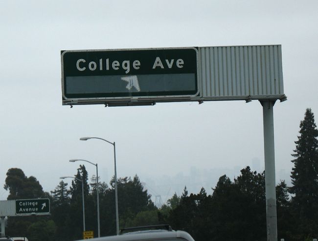 Button reflectors for College Avenue exit from California 24 in Oakland