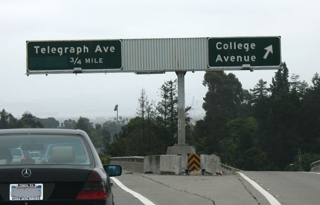 College Avenue and Telegraph Avenue exits from California 24 in Oakland