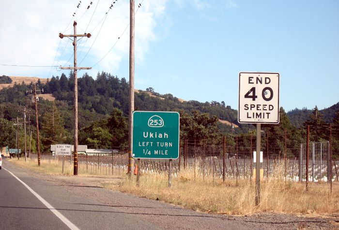 California 253 advance sign on eastbound California 128 near Boonville