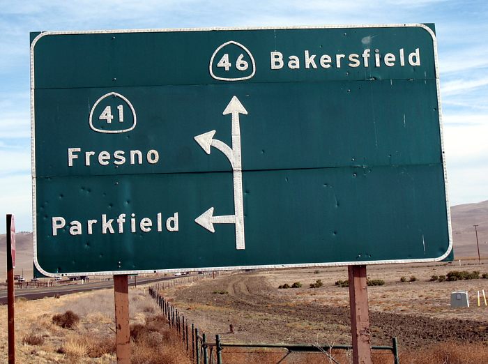 Diagrammatic destination sign in San Luis Obispo County, Calif.