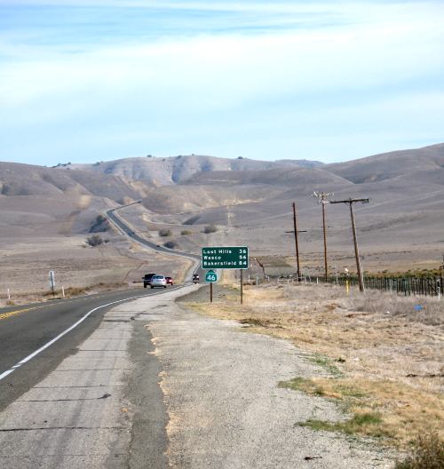 California 46 eastbound from its junction with California 41