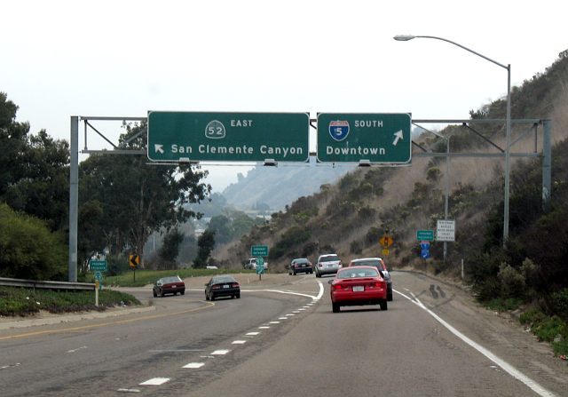 The east end of Ardath Road in San Diego offers two freeway choices
