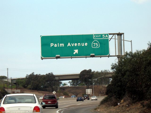 California 75 exit to Imperial Beach from Interstate 5 southbound