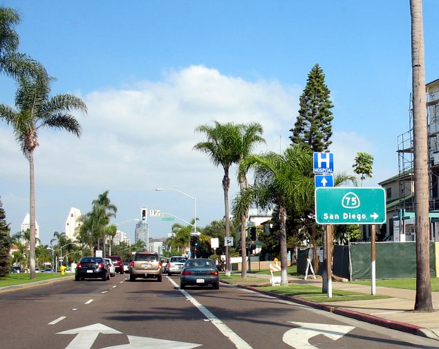 California 75 routes onto a different street in Coronado