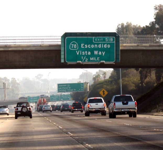 California 78 exit from Interstate 5 in Oceanside