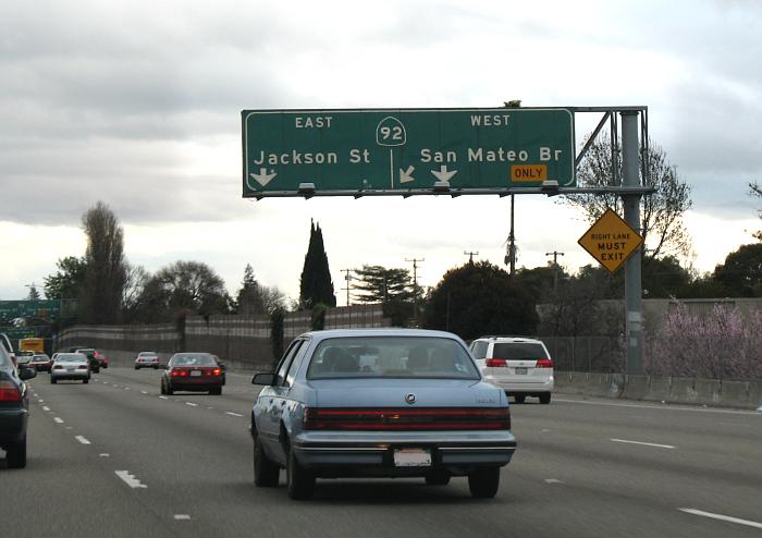 California 92 exit from Interstate 880 in Hayward