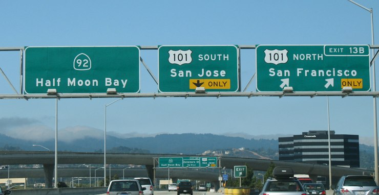 US 101 at westbound California 92 in San Mateo