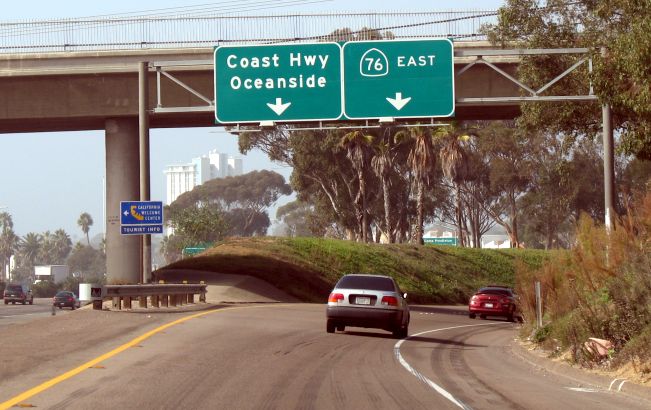 The beginning (or end) of California 76 in Oceanside