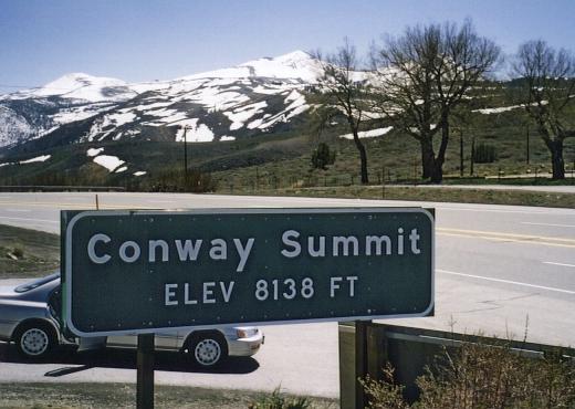 Conway Summit sign in Mono County, California