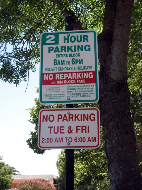 Complex parking sign in Davis, California