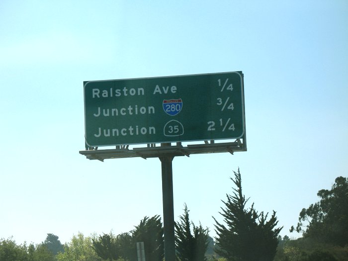 Destinations on westbound California 92 in San Mateo