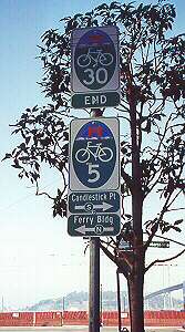 Bike route on the Embarcadero, San Francisco