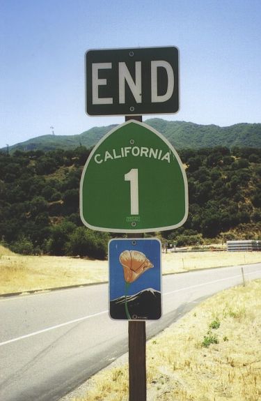 End of California 1 in Santa Barbara County