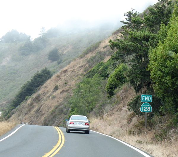 Western endpoint of California 128 in Mendocino County