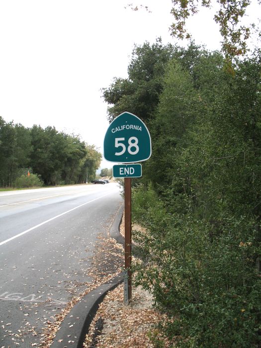 End of California 58 at US 101 near Santa Margarita