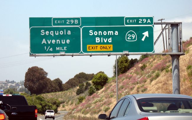 California 29 exit from Interstate 80 eastbound in Vallejo