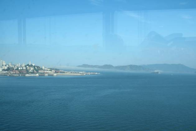 A narrow finger of fog in San Francisco Bay