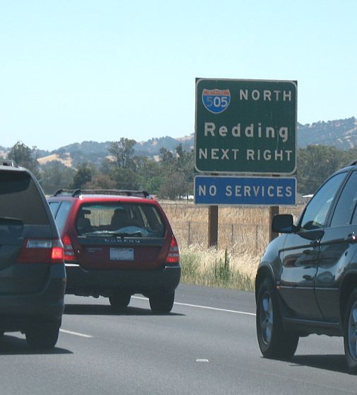Surprisingly demure sign for Interstate 505 on westbound Interstate 80 in Vacaville, California