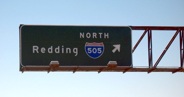 Sign and gantry from Interstate 505 from Interstate 80 westbound in Vacaville, California