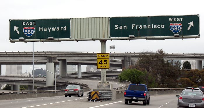 Interstate 580 exit ramps at Interstate 980 and California 24 in Oakland