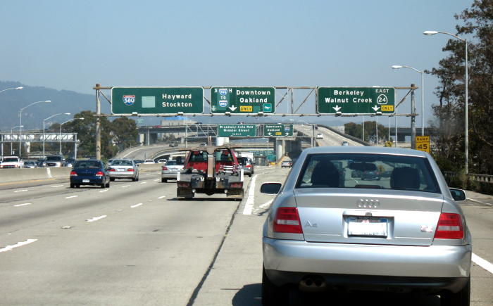 The split of Interstate 580 and California 24 in Oakland