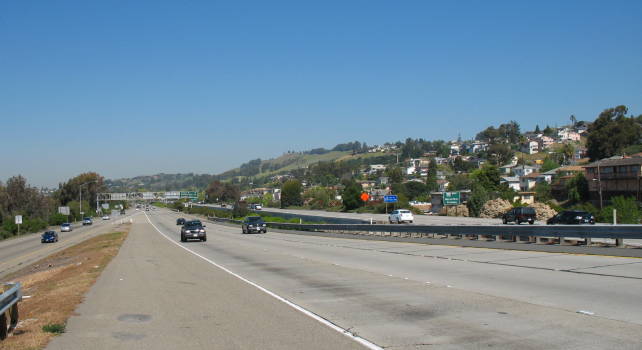 Interstate 580 looking north from the Interstate 238 interchange