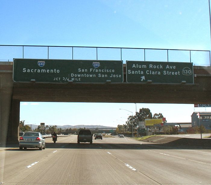Interstates 680/280 and California 130 at US 101 in San Jose