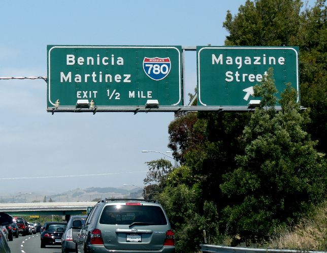 Advance sign for Interstate 780 exit from Interstate 80 in Vallejo, California