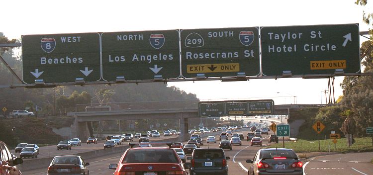 Interstate 5, Interstate 8, and former California 209 in San Diego