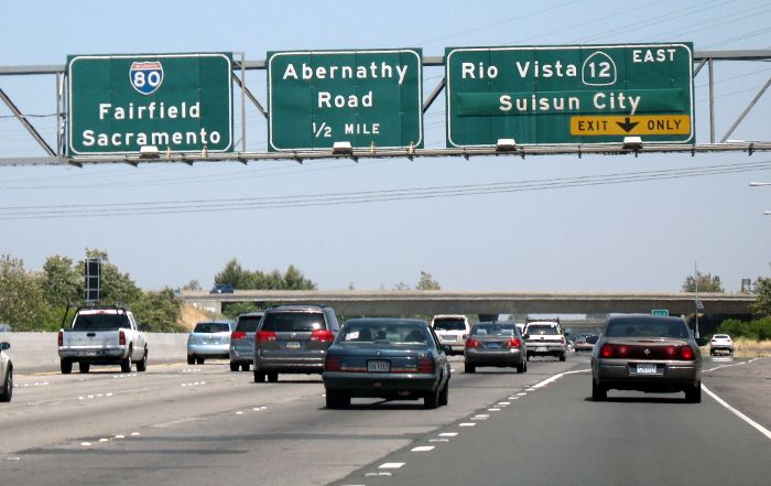 California 12 exit from eastbound Interstate 80 in Fairfield