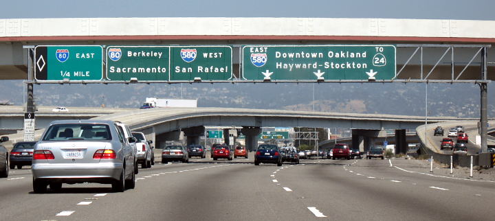 Sign gantry for the I-80/I-580 interchange in Oakland