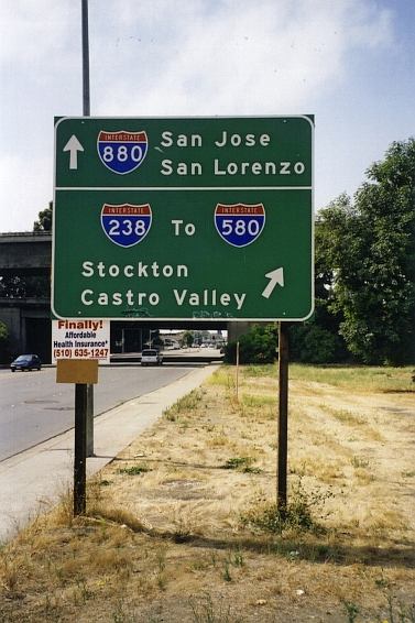 I-880/238/580 sign in Hayward, California